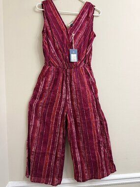 Universal Thread Maroon Striped Boysenberry Jumpsuit XS NWT!!